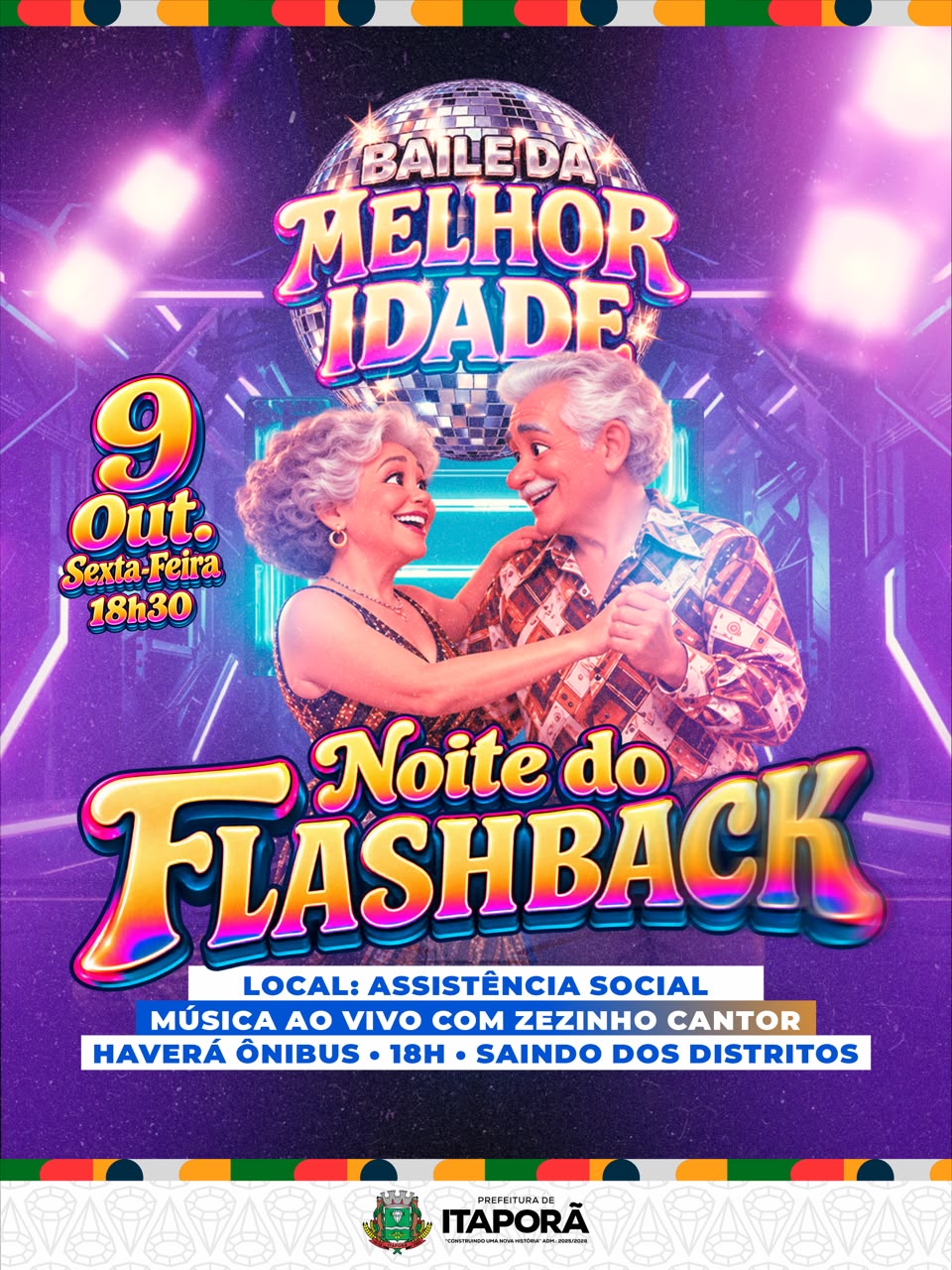 Baile da Terceira Idade de Itaporã terá noite de Flashback nesta sexta-feira