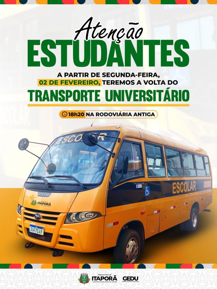 Prefeitura de Itaporã retoma Transporte Universitário e fortalece acesso ao ensino superior
