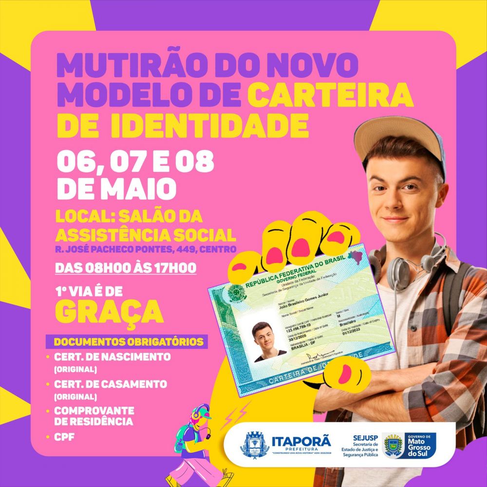 Itaporã realiza mutirão para emissão do novo modelo de Carteira de Identidade