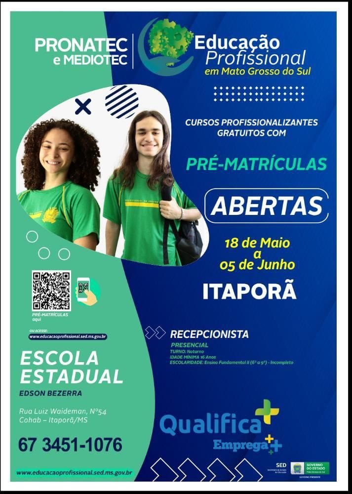 Escola Edson Bezerra oferece gratuitamente curso profissionalizante em Itaporã