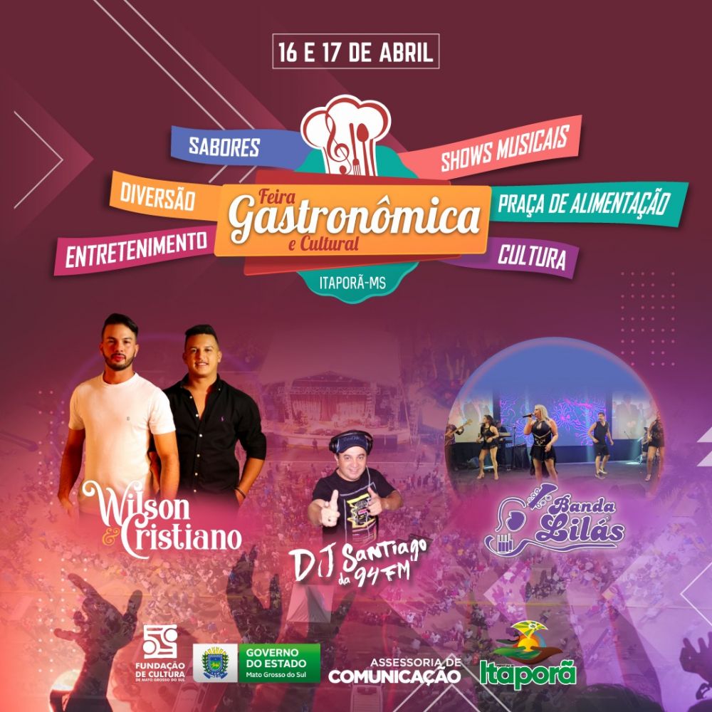 Itaporã terá Feira Gastronômica nos dias 16 e 17 de abril