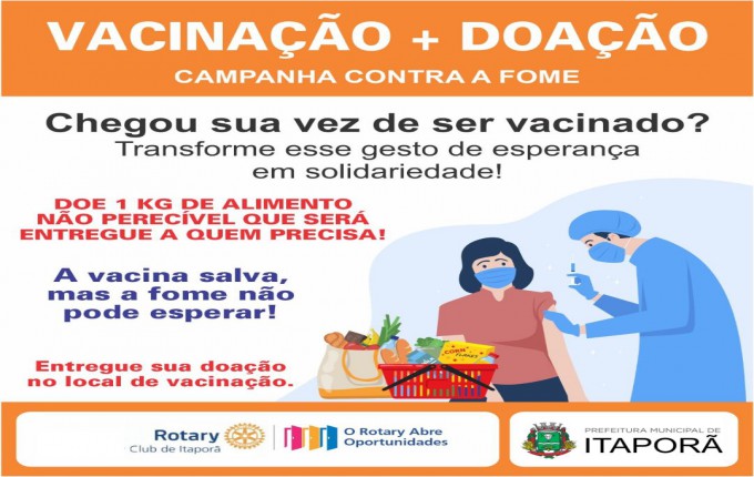 Itaporã adere Vacinação Solidária incentivando doação de alimentos durante a imunização da COVID-19