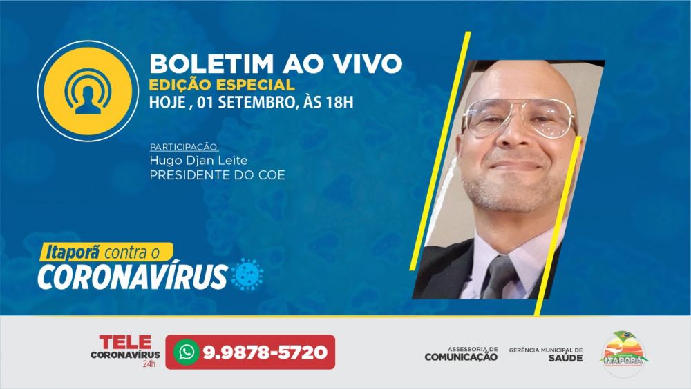 Live sobre enfrentamento do COVID em Itaporã será hoje às 18h00 no Face da Prefeitura