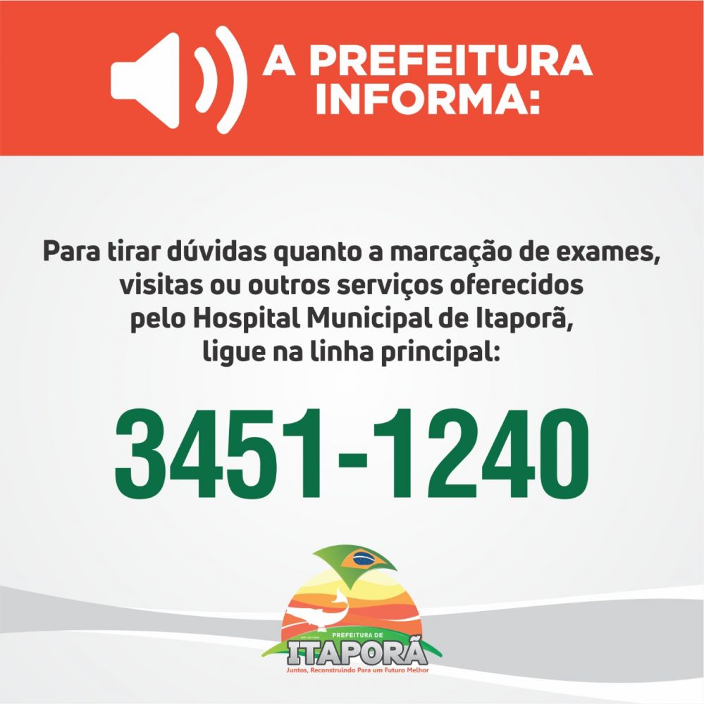 Telefone 3451-1240, volta ser a linha principal do Hospital Municipal para atendimento ao público
