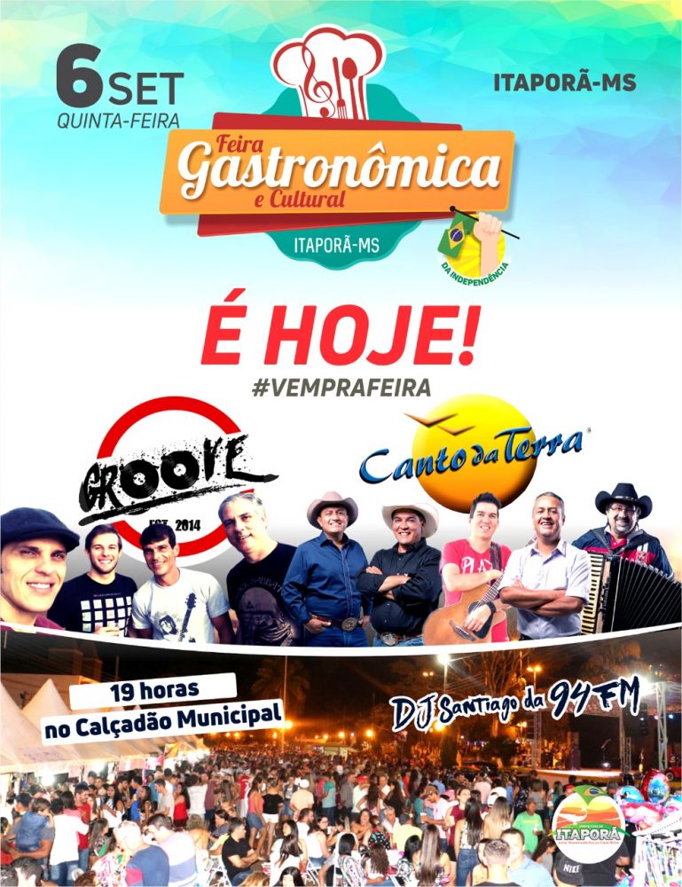 Feira Gastronômica de Itaporã traz Canto da Terra e Banda Groove, hoje na Praça São José