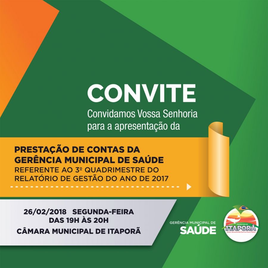 Saúde de Itaporã presta conta do 3º quadrimestre de 2017 em audiência pública nesta Segunda-feira