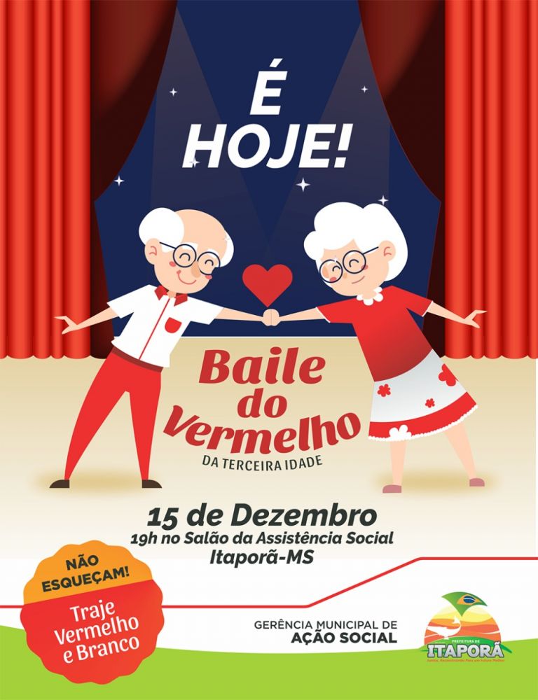 Baile do Vermelho agita Terceira Idade em Itaporã nesta sexta feira (15).