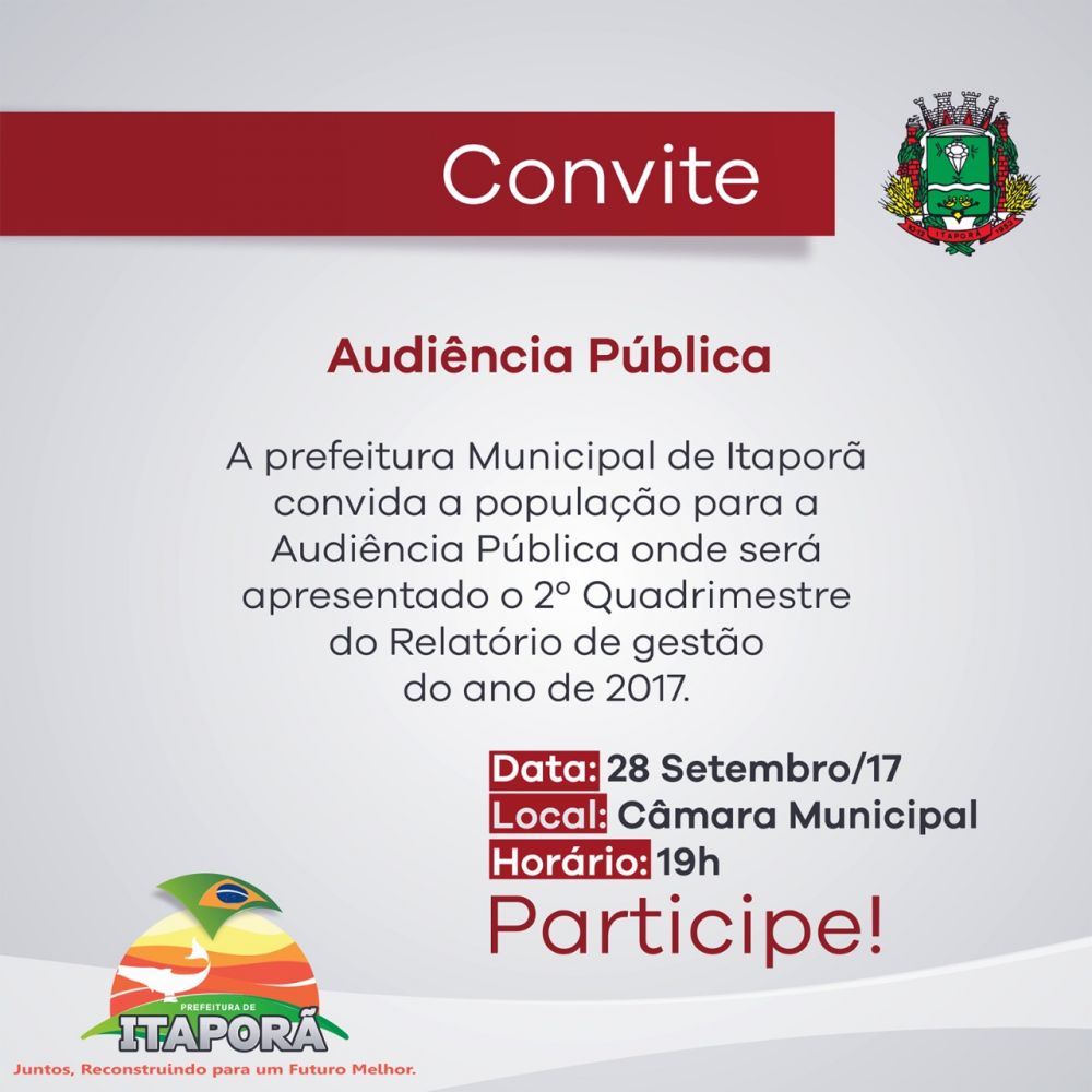 Saúde de Itaporã presta conta do 2º quadrimestre de 2017 em audiência pública nesta quinta-feira
